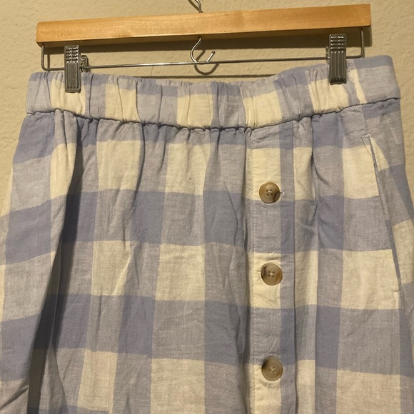 Madewell Light Blue Plaid Midi Skirt - Picture 5 of 8